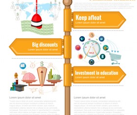 Guide road sign infographic material vector 14