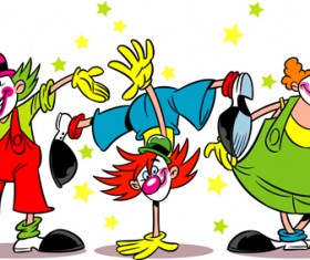 Hand drawn clowns vector material