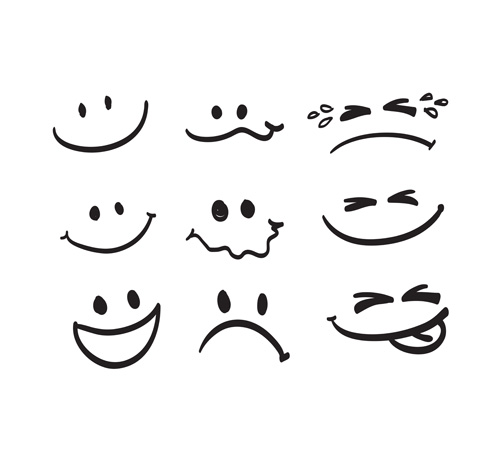 Hand drawn face emoticons icons vectors