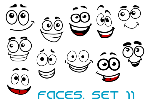 Hand drawn funny face emoticons icons vector