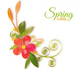 Handmade flower with spring background vector 02