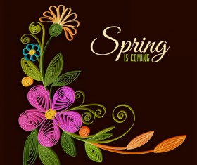 Handmade flower with spring background vector 03