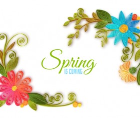 Handmade flower with spring background vector 04