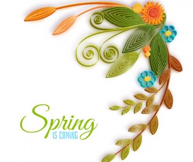 Handmade flower with spring background vector 05