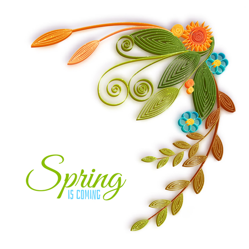 Handmade flower with spring background vector 05