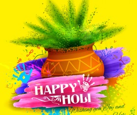 Happy holi grounge background vector 01
