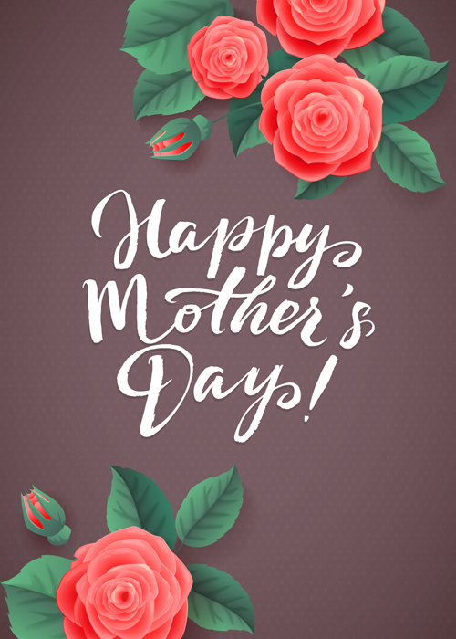 Happy mothers day cards with flower vector 04