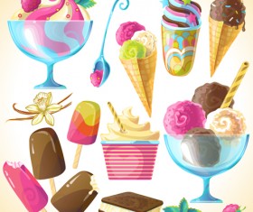 Ice cream elements background vector 02