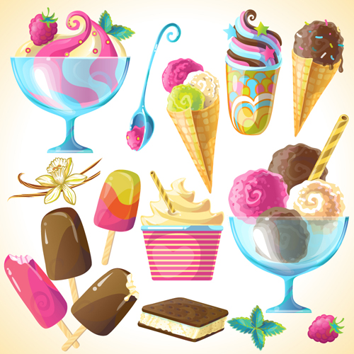 Ice cream elements background vector 02