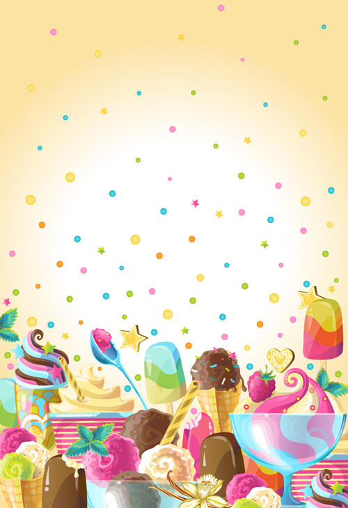 Ice cream elements background vector 04