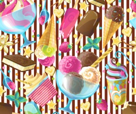 Ice cream with decor seamless pattern vector 01