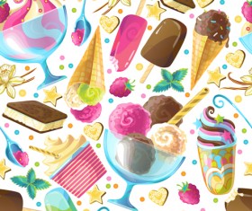 Ice cream with decor seamless pattern vector 02