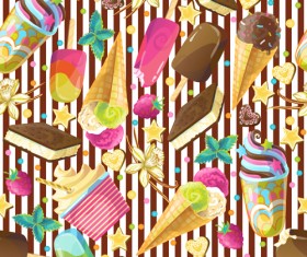 Ice cream with decor seamless pattern vector 03