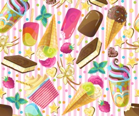 Ice cream with decor seamless pattern vector 04