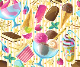 Ice cream with decor seamless pattern vector 06