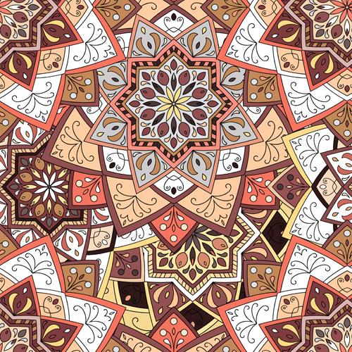 Indian ornament pattern seamless vectors graphics 01