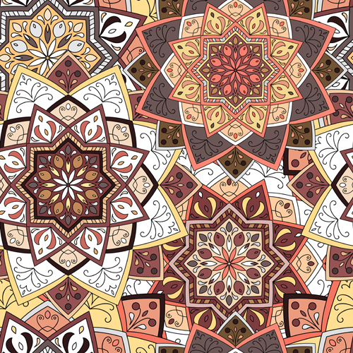 Indian ornament pattern seamless vectors graphics 02