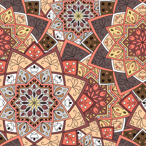 Indian ornament pattern seamless vectors graphics 03