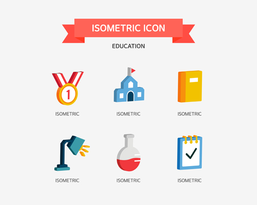 Isometric education Icons vector 01