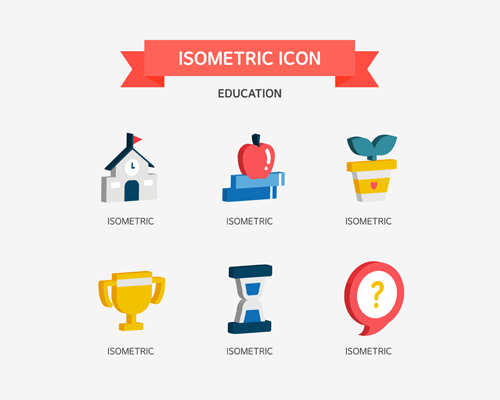 Isometric education Icons vector 02