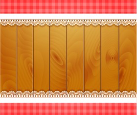 Lace with wooden background card vector 02