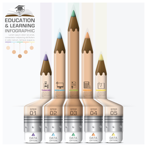Learning with education infographic vector graphic 02