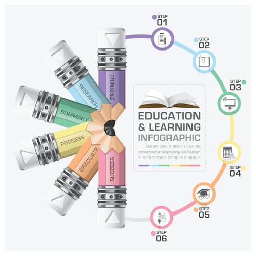 Learning with education infographic vector graphic 03
