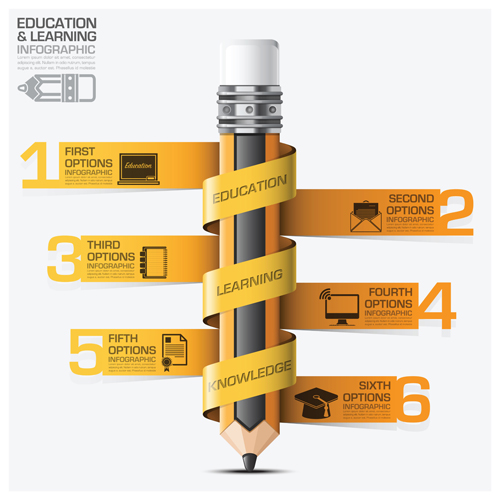 Learning with education infographic vector graphic 09