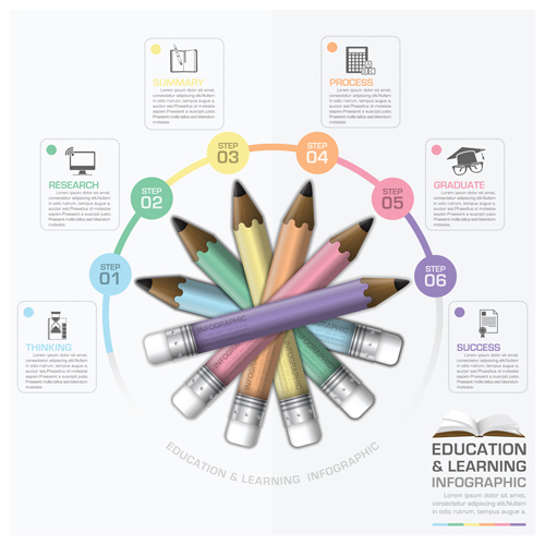 Learning with education infographic vector graphic 12