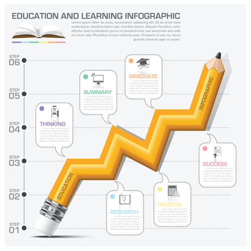 Learning with education infographic vector graphic 13
