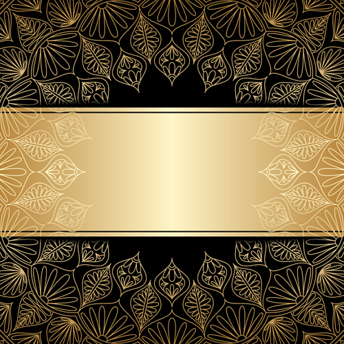 Luxury golden decor with background vector 01