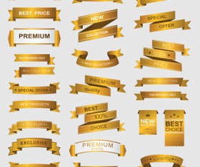 Luxury golden ribbons vectors banners 01