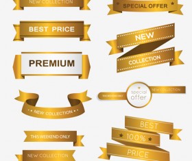 Luxury golden ribbons vectors banners 02