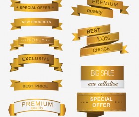 Luxury golden ribbons vectors banners 03