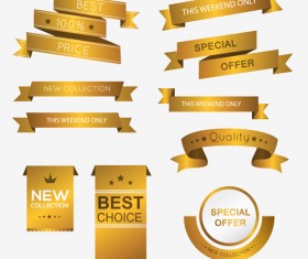 Luxury golden ribbons vectors banners 04