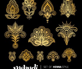Mehndi styles henna tattoo elements vector 06
