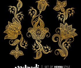 Mehndi styles henna tattoo elements vector 07