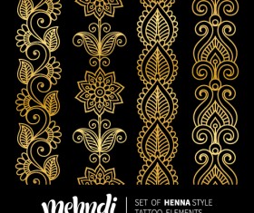 Mehndi styles henna tattoo elements vector 09