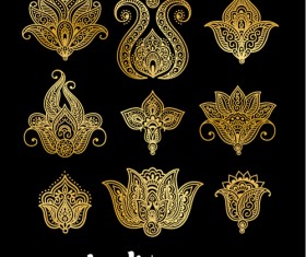 Mehndi styles henna tattoo elements vector 11