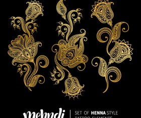 Mehndi styles henna tattoo elements vector 14