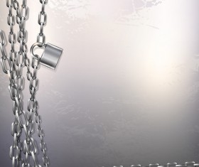 Metal chain and padlock vector background 01