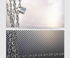 Metal chain and padlock vector background 03
