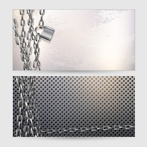 Metal chain and padlock vector background 03