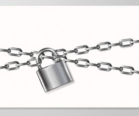 Metal chain and padlock with business card vector