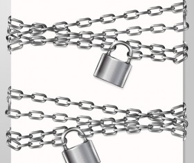 Metal chain and padlock with white background vector