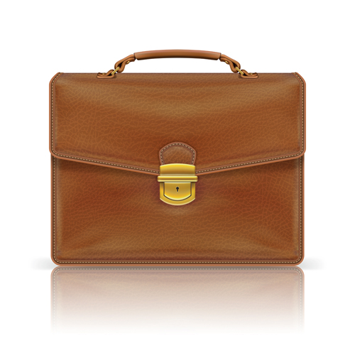 Modern leather briefcase set vector 01
