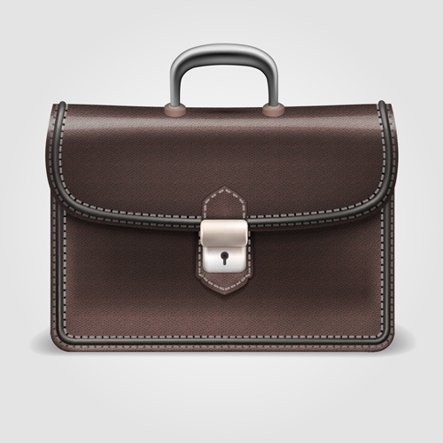 Modern leather briefcase set vector 03