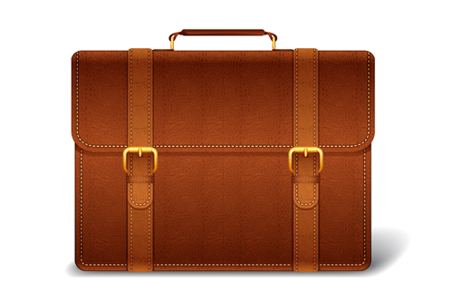 Modern leather briefcase set vector 05