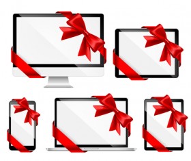 Monitor with ribbon bow vector