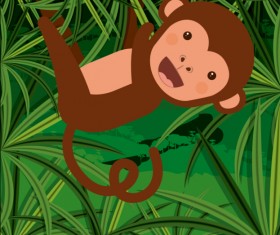 Monkey with green plant vector